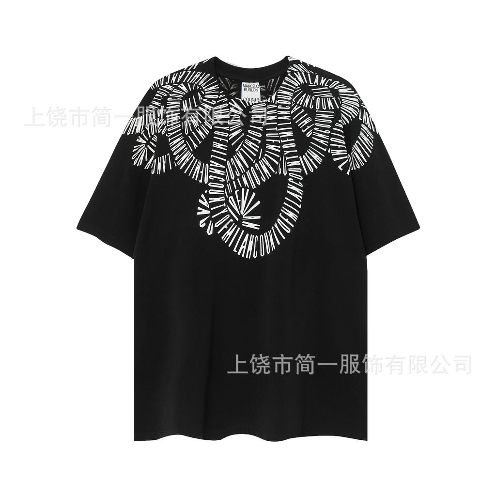 Summer Men's and Women's Same Fashion Trend T-shirt Personalized Trend Wing Printing Comfortable and Simple