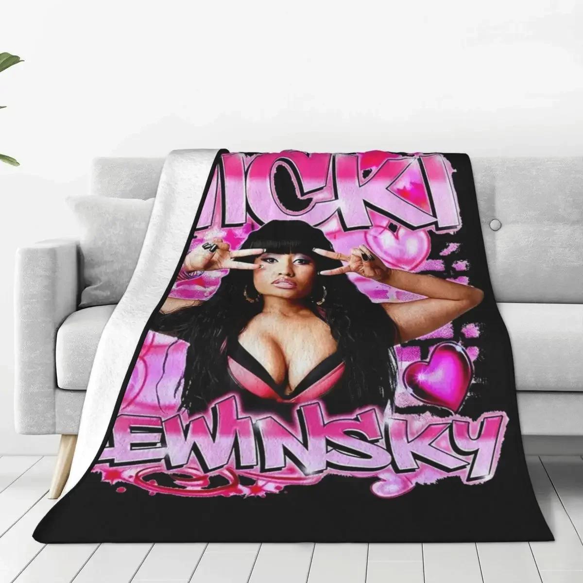 Retro Nicki Lewinsky Blankets Nicki Minaj Flannel Funny Breathable Throw Blanket for Home Restaurant Spring Autumn 75X95CM