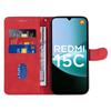 For Xiaomi Redmi 15C 5G (EU) (173mm)/15C 4G (EU) (173mm) Wallet Case Leather Phone Cover Stand with Curved Line Design