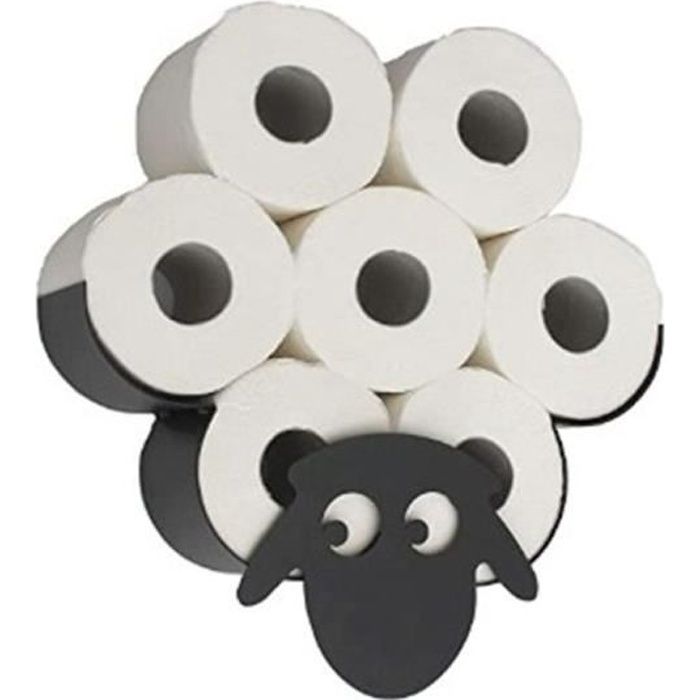 Prumya® Porte-rouleau de papier toilette mural en forme de mouton en métal Noir