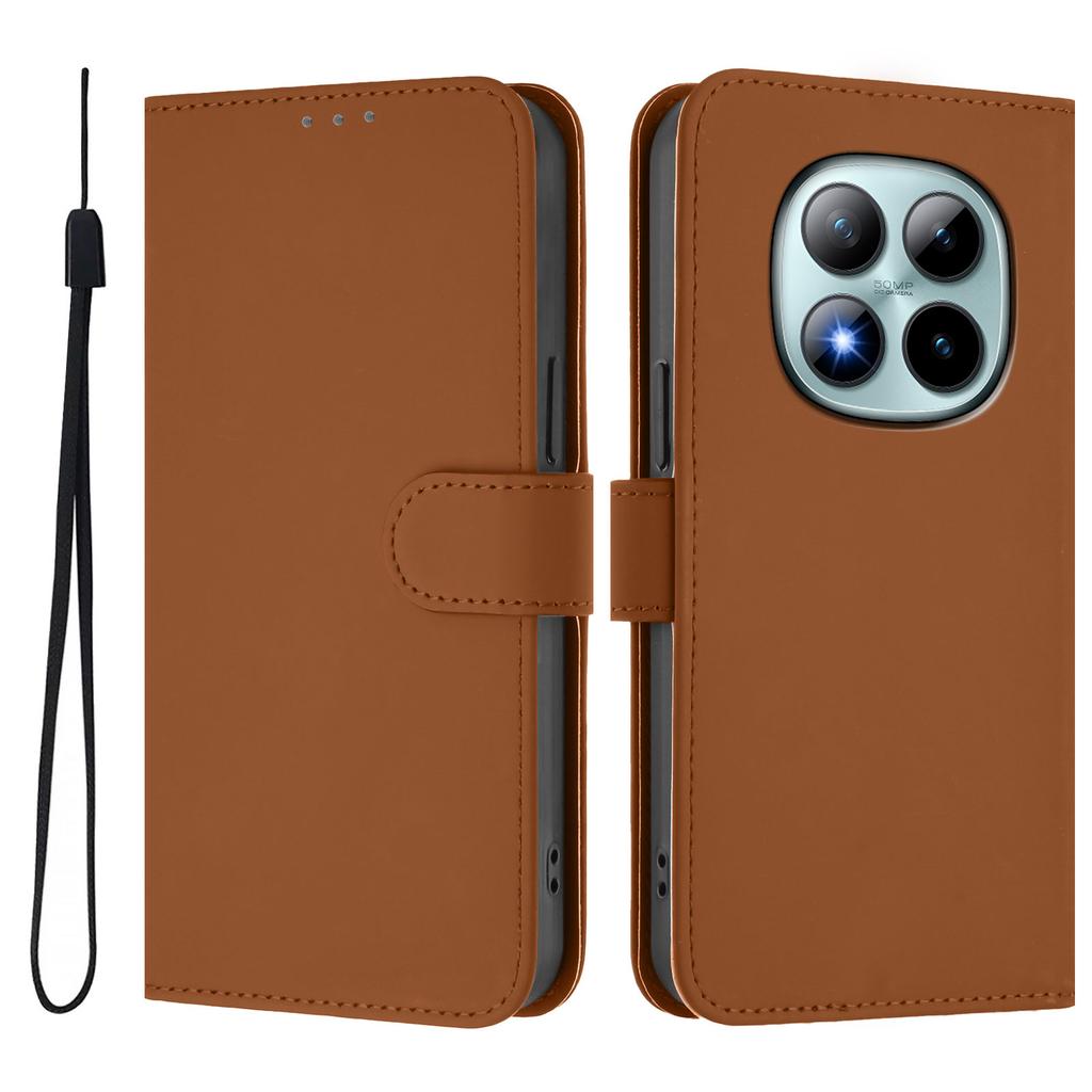 For Xiaomi Redmi Note 15 Pro+ 5G Case Solid Color Wallet Leather Phone Cover with Strap