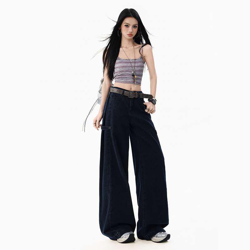 Women s High Waist Wide Leg Straight Jeans M