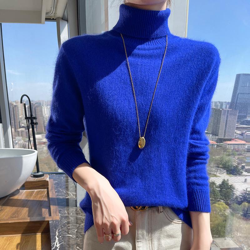 2025 A/W Women's High Neck Loose Knit Mink Velvet Cashmere Sweater