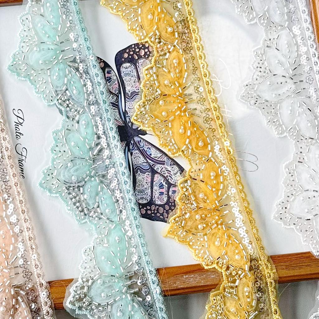 7.5Cm Water Soluble Lace Bead Sequins Clothing Skirt Dress Cuffs Ethnic Style Decorative Lace