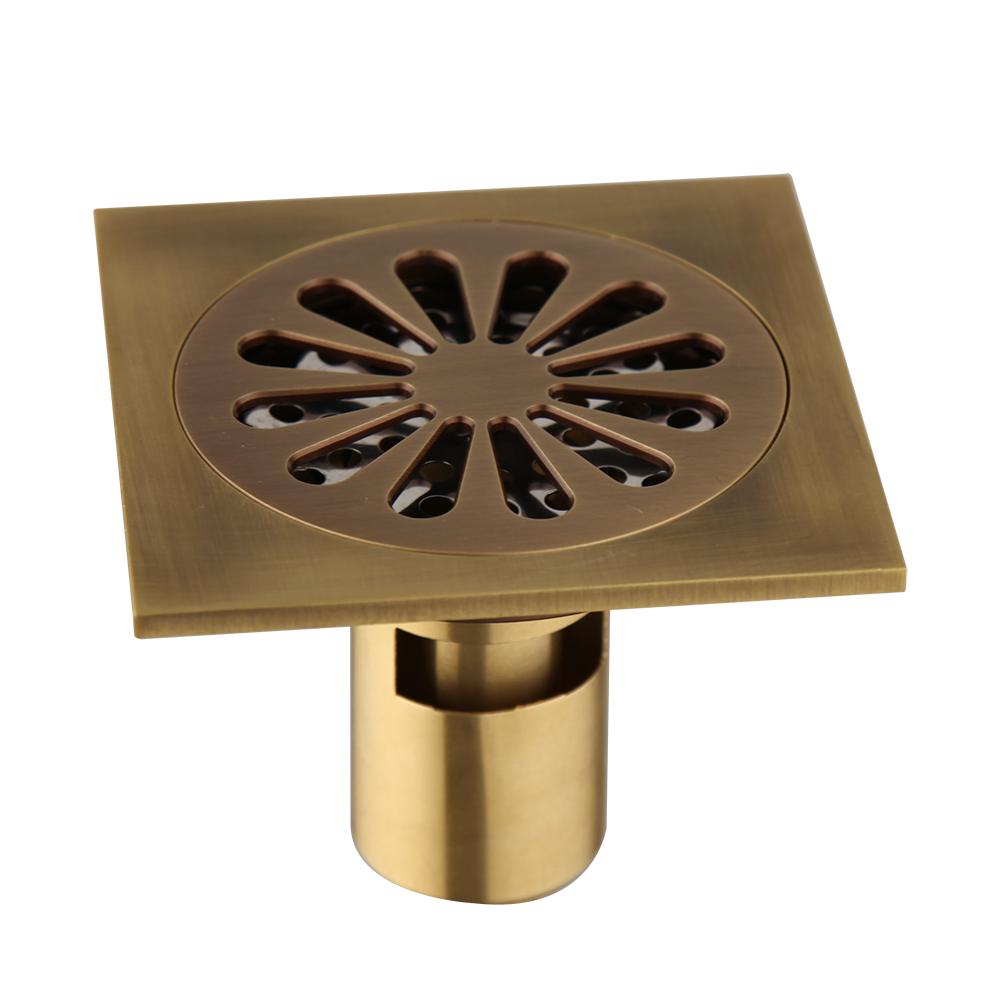 Scurgător de Duș Modern pentru Baie, 4 Inch, Anti-Miros, din Alamă, Pătrat, cu Certificare Watermark pentru Uz Exterior