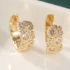 Exquisite Elegant Synthetic Zirconia Flower Hoop Earrings for Women's  Golden Plated Wedding Banquet Jewelry Accessories
