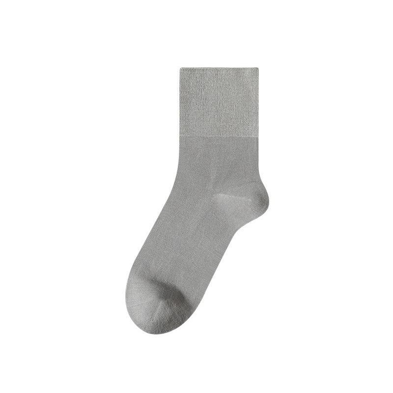 Men's Autumn Black Business Socks Made of Mulberry Silk, Loose-fitting Mid-calf Socks, Antibacterial Socks