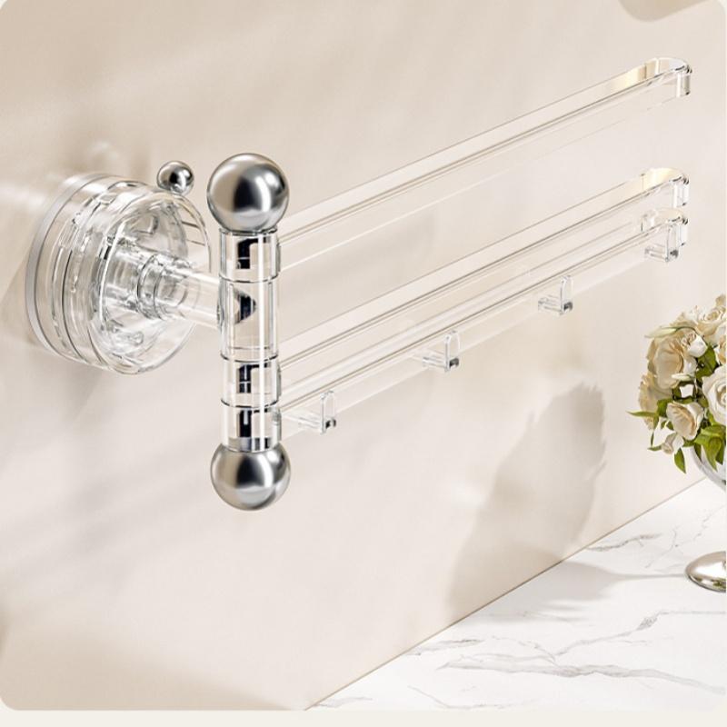 

1 шт. Поворотная на 180° присоска Вешалка для полотенец Настенная многополюсная Туалетная штанга для полотенец Складная 3 перекладины для полотенец Вешалка для одежды Салфетка для мытья посуды чистый