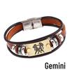 Twelve Constellations Cowhide Bracelet with Stainless Steel Buckle - Genuine Leather