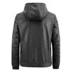 Fleece Men's Leather Jacket Leather Jacket Hooded Slim Fit Korean Version Locomotive Casual Jacket