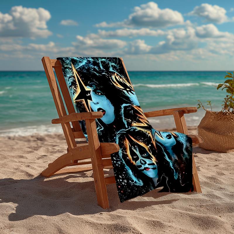 Kiss-Inspired Fashion Beach Towel: Ideal for Summer Adventures Soft, absorbent and quick drying suitable for swimming and bathing