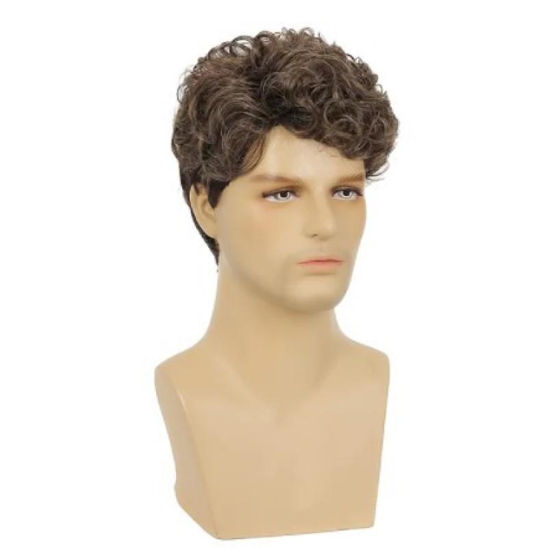 Herrperuk Kort Lockig Blond Brun Peruk Syntetisk Halloween Kostym Cosplay Hår Syntetisk Naturlig Värmebeständig Fiberperuk Vardagsbruk
