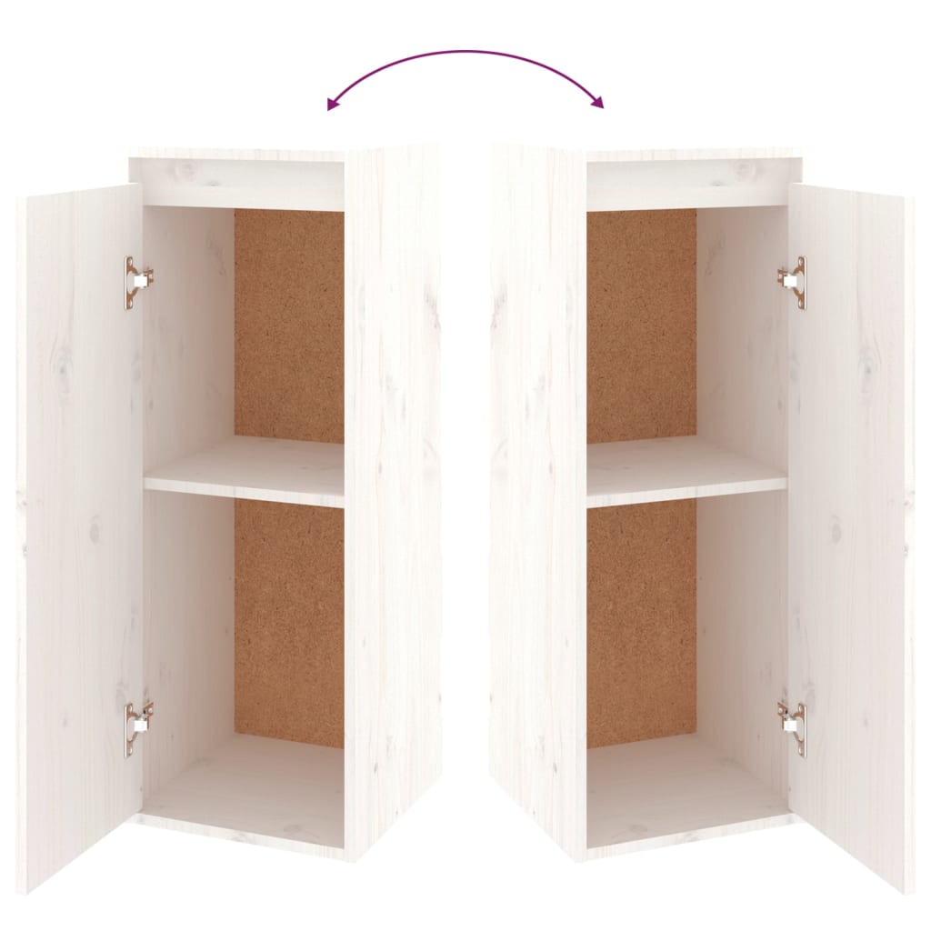 TV Cabinets Set of 2 White Solid Pine Wood