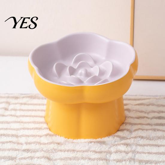 Vomiting Prevention Pet Bowl Ceramic Slow Feeder Bowl, Dogs Cats Anti-Choking Eating Food Elevated Feeding for Dry & Wet with Rose Pattern