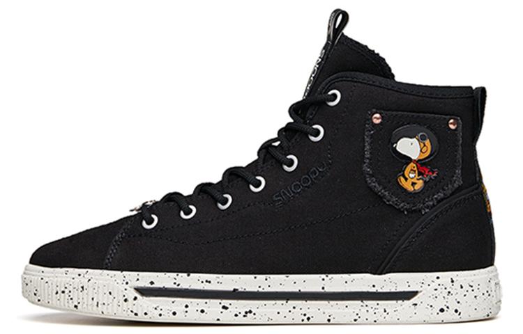 Women's Sneakers SNOOPY x Anta Canvas High top Skateboard Shoes Women's Black