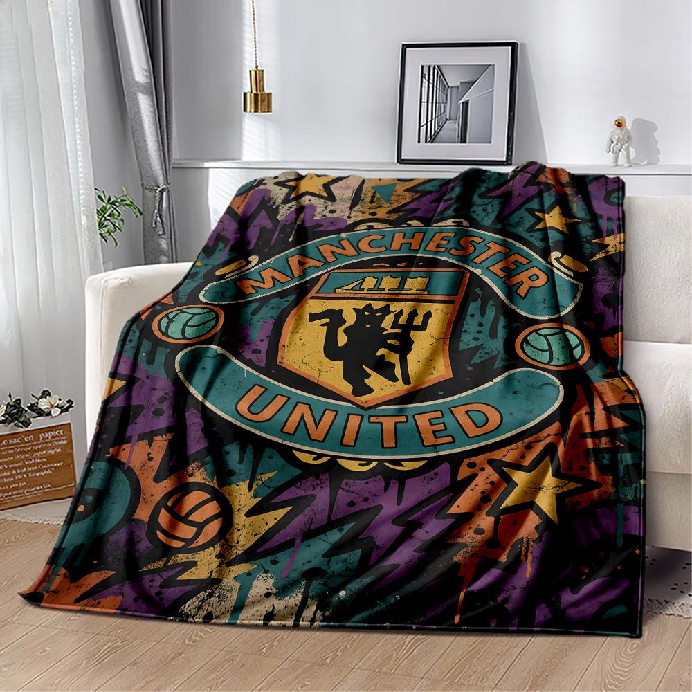 Manchester Fan Art Blanket Soft Warm Cozy Great for Picnics Chair Bed Four Seasons Multipurpose Modern Style Unique Gift for Family and Friends Campin