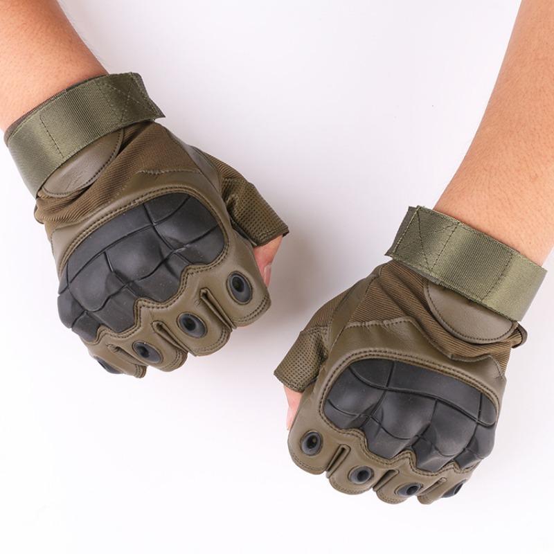 Tactical Gloves Black British Outdoor Riding Military Fans Anti-Cut Field Performance Sports Fitness Hard Shell Half Finger Gloves