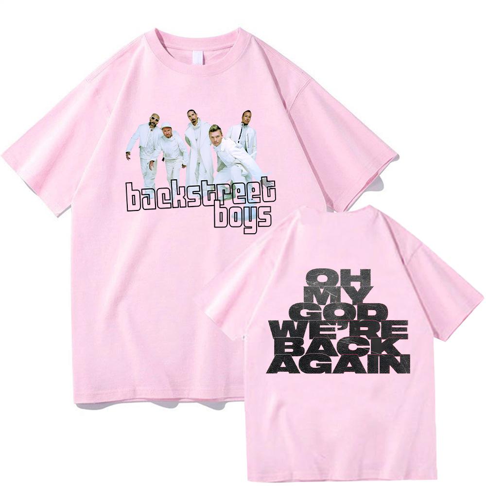 

Ми знову тут Футболка Популярний гурт Backstreet Boys Футболки Чоловічі Жіночі Модна футболка Хіп-хоп Бавовняні топи Графічна футболка Чоловічий одяг L рожевий