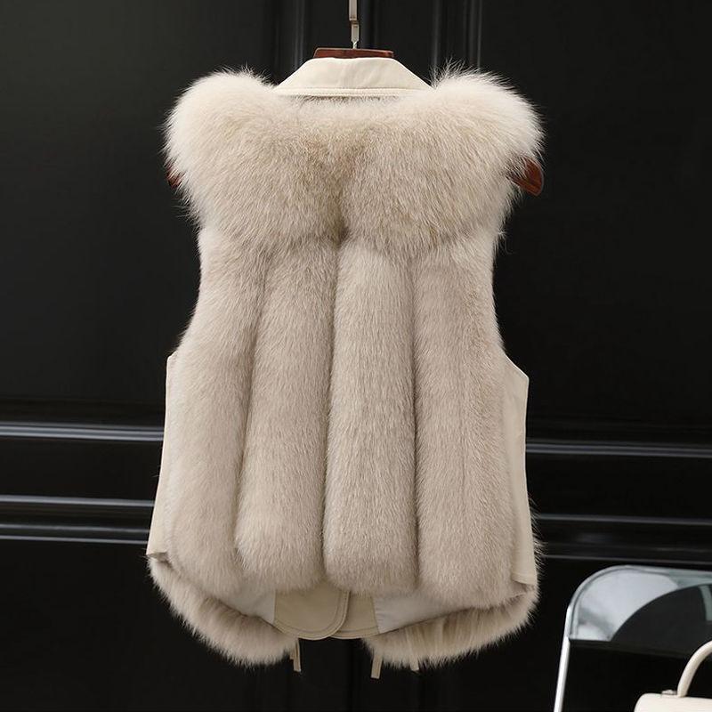 Fur Vest Short Jacket Autumn and Winter New Splicing Imitation Fox Fur Vest Fashionable Light