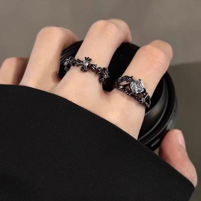 Star Light Dark Wind Ring Female Simple Fashion High Sense Star Index Finger Ring Niche Design Versatile Diamond Ring