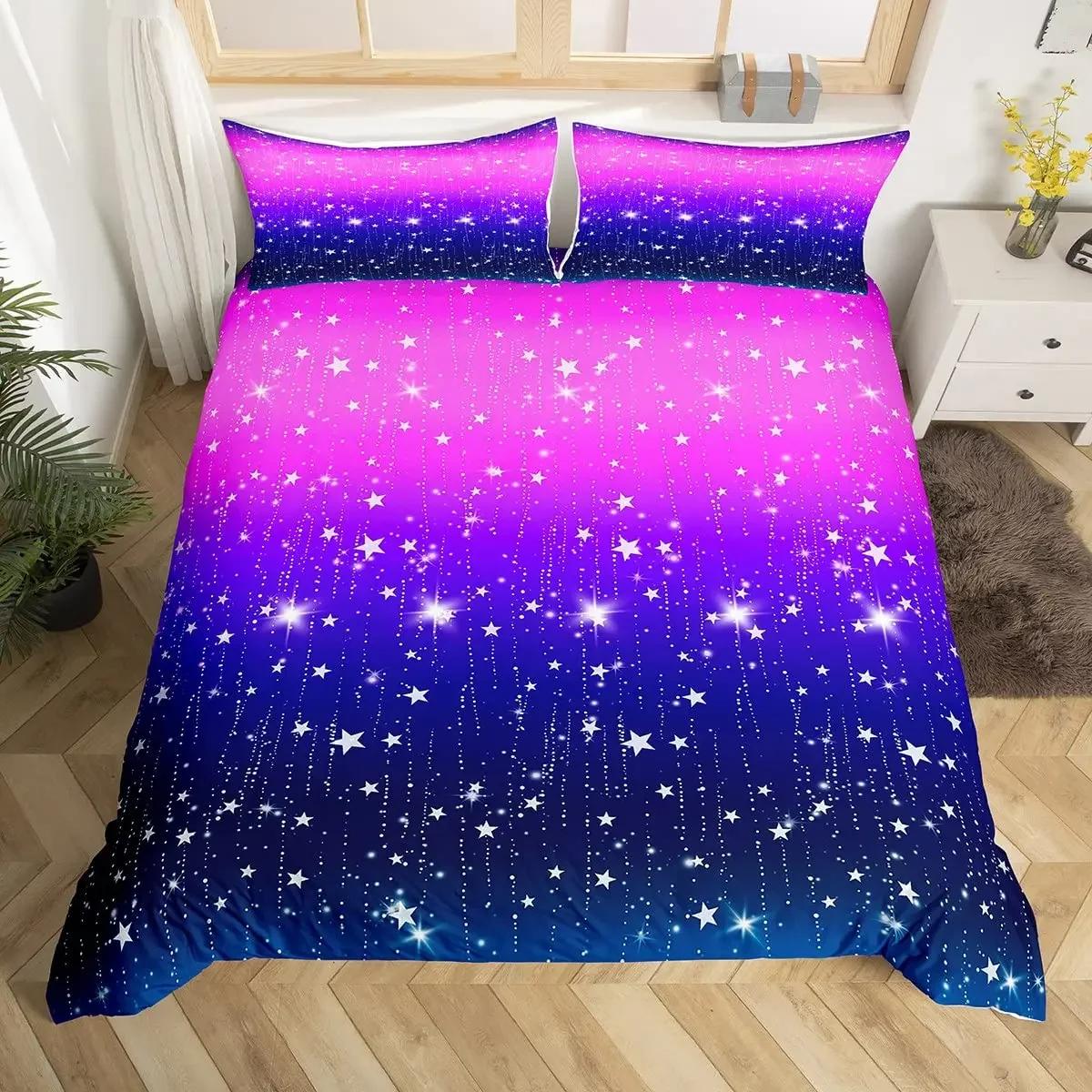 Carton Outer Space Soft Duvet Cover King Galaxy Beding Set Space Rocket Warm Comforter Cover Microfiber Universe Planets Bedspread Cover 100*200cm Single
