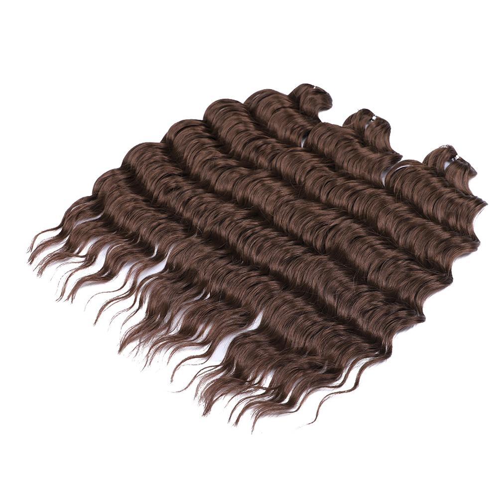 Anna Hair Synthetische, lockere Deep Wave Flechthaar-Extensions, 60 cm (24 Zoll), Wasserwellen-Zopfhaar, dunkelbraunes Twist-Crochet-Lockenhaar