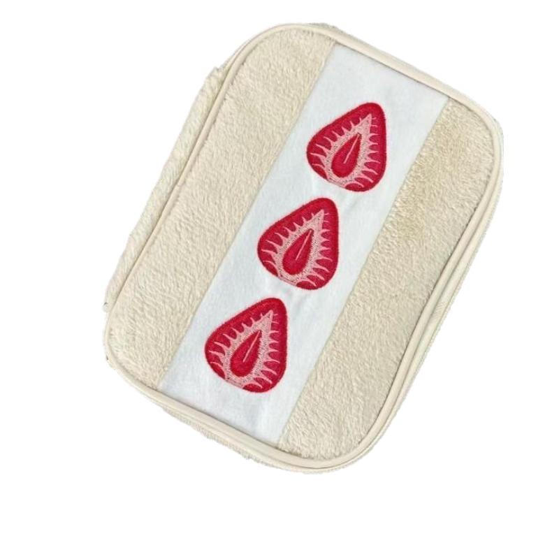 

1PC Cute Embroidered Strawberry Pencil Case Portable Stationery Pen Box Multi Functional Large Capacity Makeup Bag Storage Bag