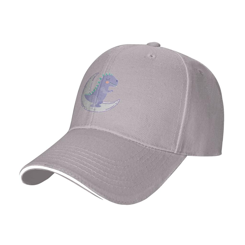 Fashion Dinosaurs On The Moon Curved Brim Baseball Cap Japanese Minimalist Hats For Women
