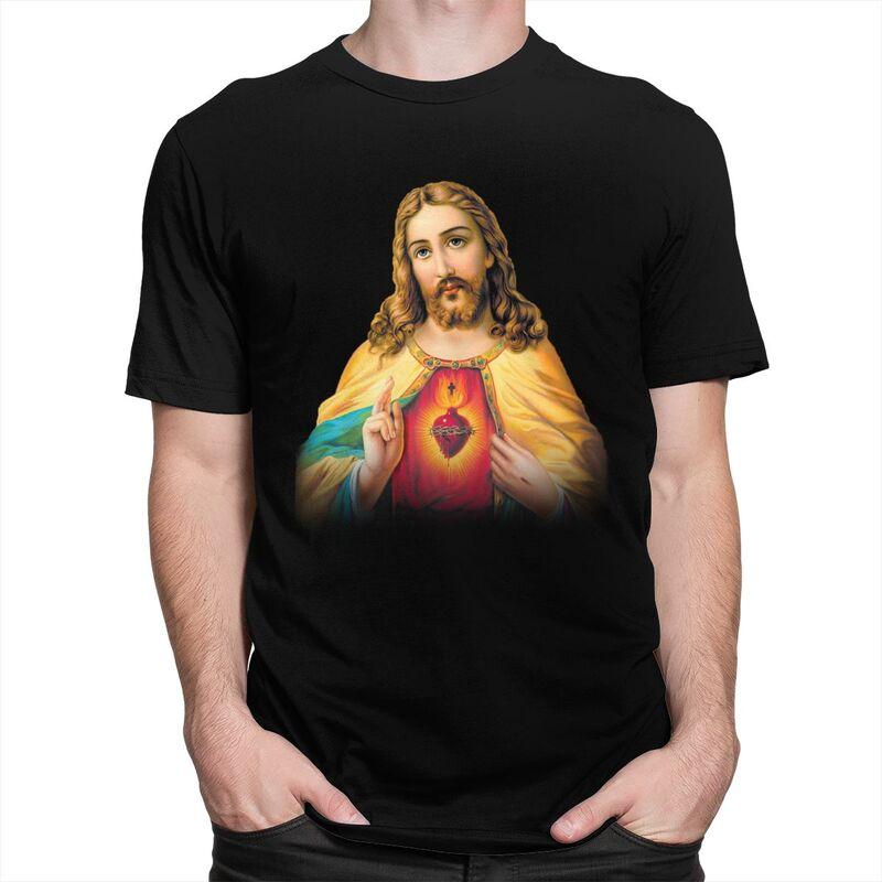 Custom Cool Sacred Heart Of Jesus T Shirt Men 100 Cotton Tshirt Casual Christian Catholic God Tees Streetwear Tshirt