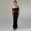 Sexy Off Shoulder Bodycon Dress With Spliced Milk Silk Fabric For Summer Casual Wear