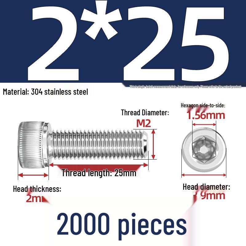 304 Stainless Steel Hex Socket Head Cap Screws, M2-M10, Extended Length