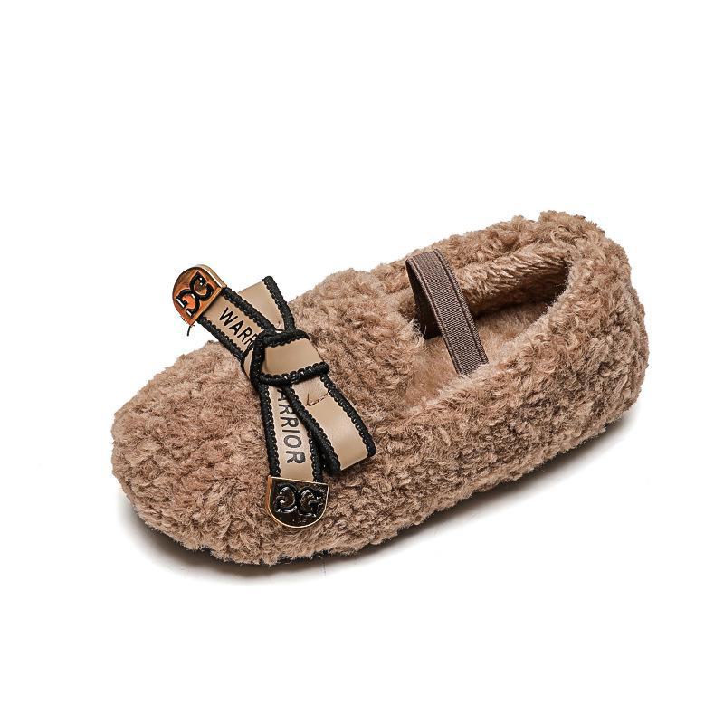 2024 Cute Fur Toddler Girls' Shoes - Velvet-Lined, Warm Cotton for Autumn/Winter
