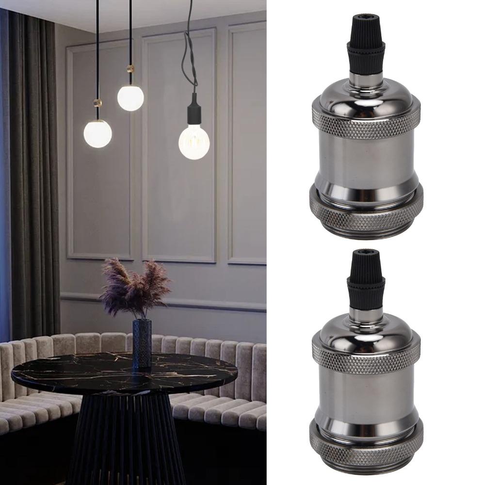 4PCS Durable E26 Vintage Lamp Socket E27 Pearl Black Lamp Holder Aluminum Light Socket Holder Industrial Decor
