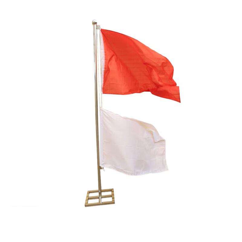 3-Meter Red and White Signal Flag with Pole and Base