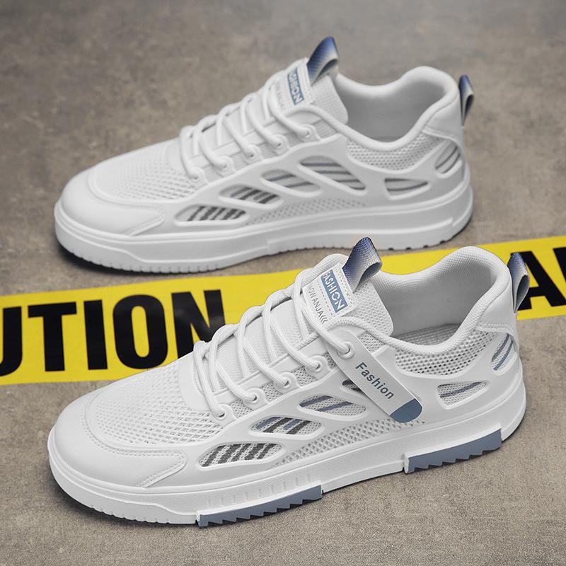 2024 Men's Trendy White Mesh Sneakers - Breathable Casual Shoes with Soft Sole