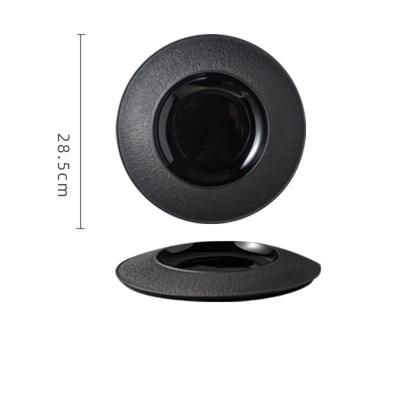 

Креативная круглая керамическая обеденная тарелка, тарелка для пасты, стейка, бытовая кухонная однотонная посуда, тарелка для закусок, салата, супа