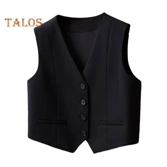 Chaleco de mujer, sin mangas, con cuello en V, de un solo pecho, elegante, informal, para primavera y verano