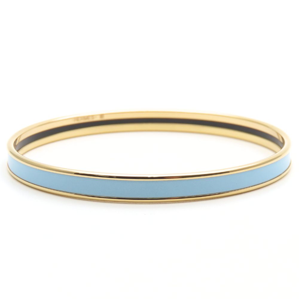 Used HERMES bracelet Uni Bangle metal/enamel 11.9g blue gold plating