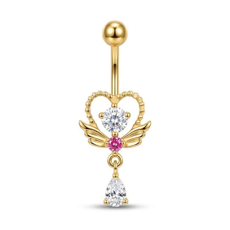 Dainty Zircon Pendant Belly Button Ring for Women Shiny Crystal Star Navel Jewelry Rust-proof for Beach Vacation