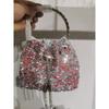 2026 Womens Crystal-Embellished Crossbody Bag Fringe Detail Small Square Shoulder No Top Handle