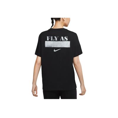 Fly Logo Print Basketball Short Sleeve T-Shirt Women Tops Black DB6193-010