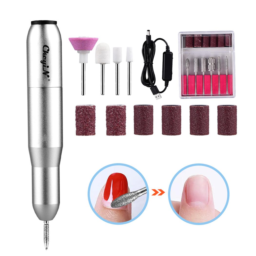 

CkeyiN 6 в 1 Электрическая машина для сверления ногтей Профессиональный набор для сверления ногтей USB-шлифовальный станок для маникюра Педикюр Инструменты для ногтей Салон Сверлильный полировщик