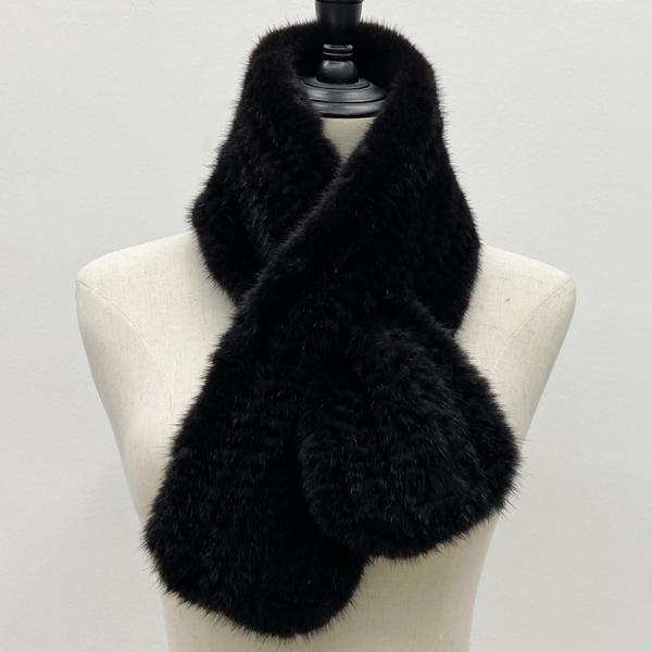 

Вязаный шарф из норки для женщин, зимние теплые мягкие женские шали, стильный однотонный шарф 80 см x 12 см чёрный