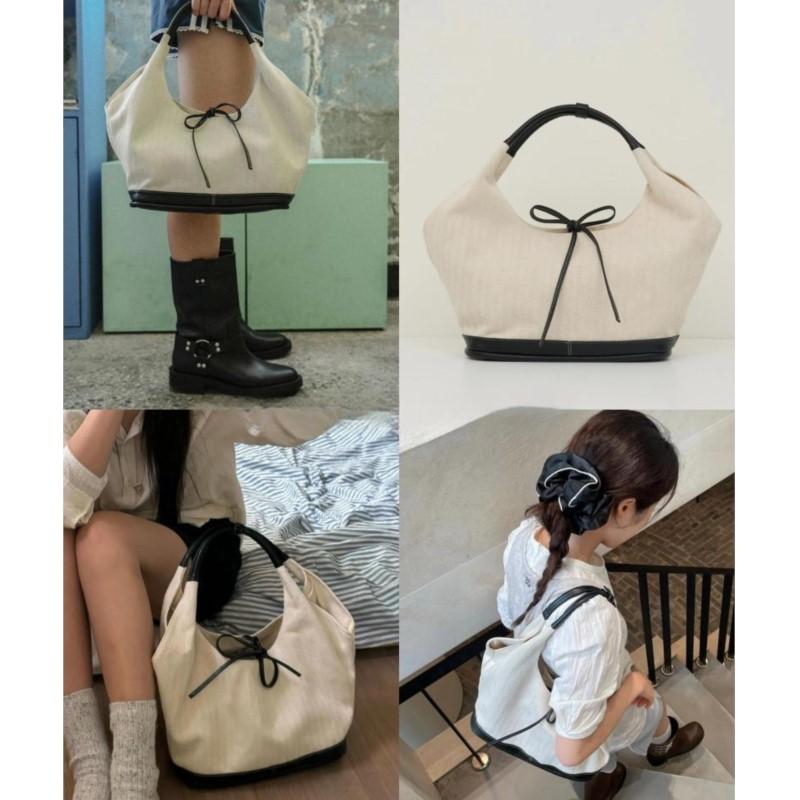Vintage Bow Denim Handbag Women New Harajuku Patchwork Chic Casual Shoulder Bags Ladies Hot Girls Blue Underarm Bag