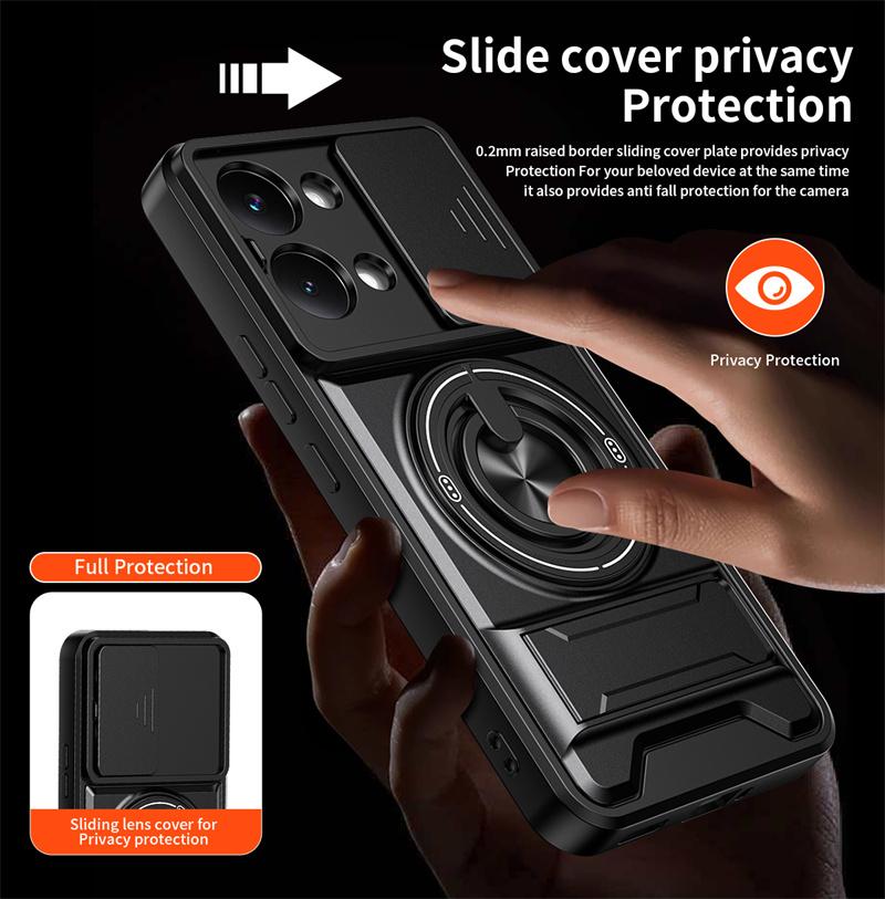 Für Poco X8 Pro Max 5G Hülle Armor Schieb-Objektivabdeckung Für Poko Little X8Pro Max X8ProMax Magnetischer Halter Ringständer Schutz Funda