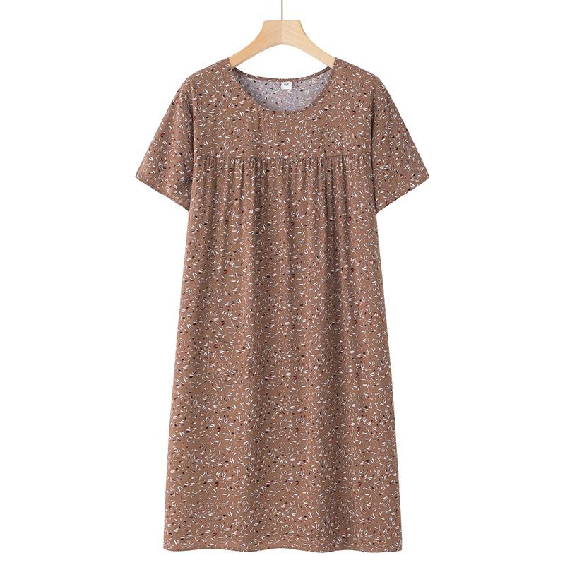 Middle-Aged and Elderly Sleepwear Homewear Short-Sleeved Female Spring and Summer Elderly Sleepwear Loose Homewear Dresses