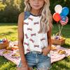 Sleeveless Loose Fit Tank Top Independence Day Star Print Denim Patch Round Neck T Shirt for Women Casual Summer Wear