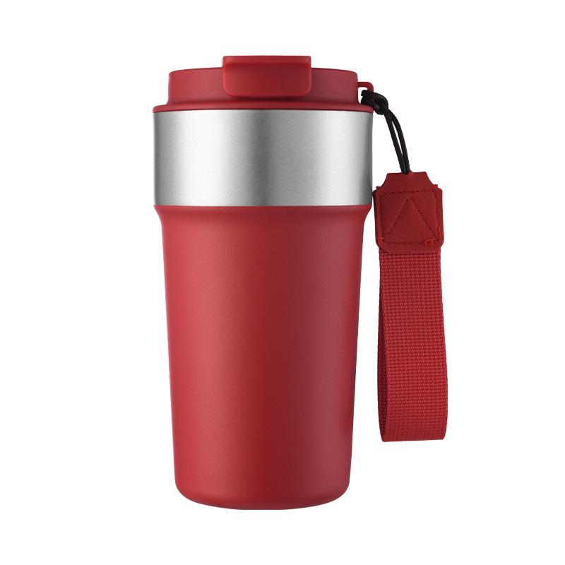 8th Gen 232g Stainless Steel Insulated Coffee Cup with Lanyard Straw, Portable for Car & Outdoor Use