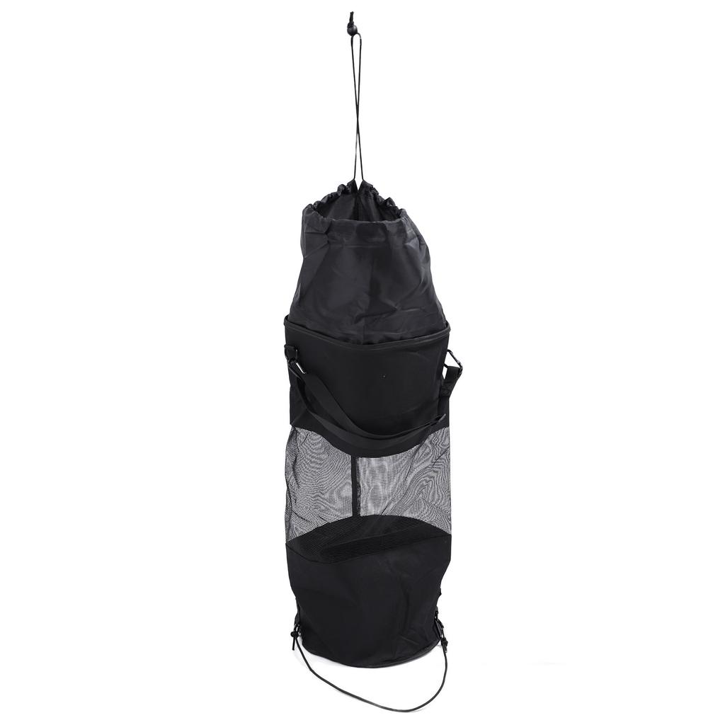 Boat Trash Can Oxford Cloth Black Foldable Large Opening Kayak Garbage Bag for Camping Fishing