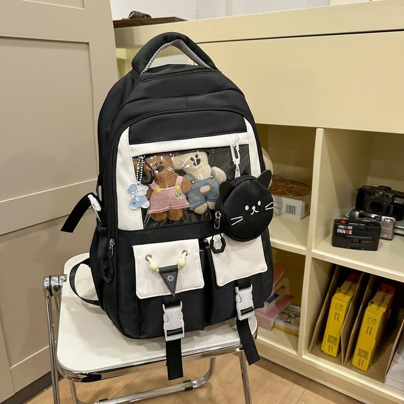 Large Capacity High School Student Backpack for Girls  Korean Version Harajuku Schoolbag  Casual and Cute Pain Bag  Junior High School Backpack